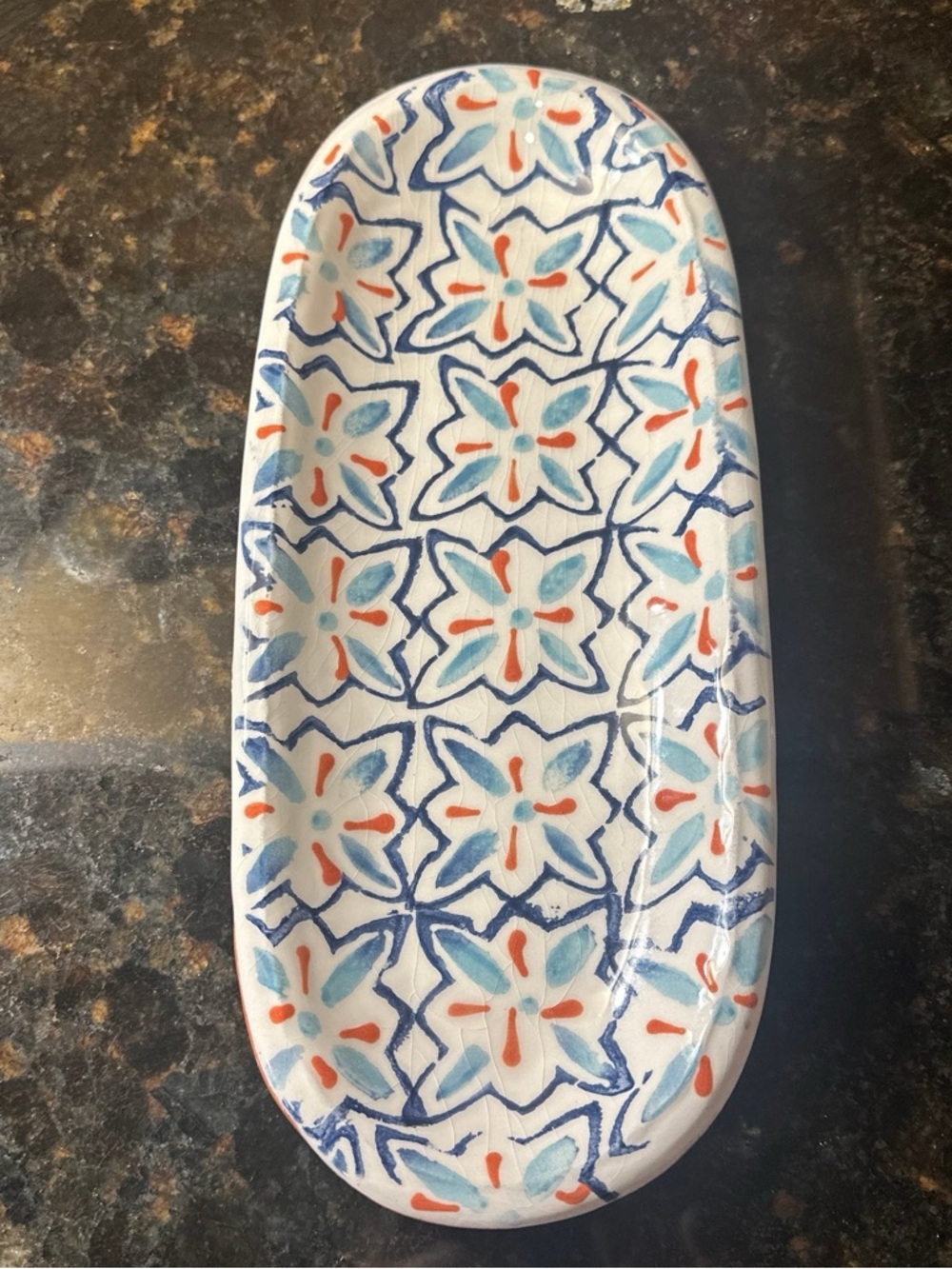 Southern living  Hand-Painted Ceramic Serving Platter i Floral Pattern
